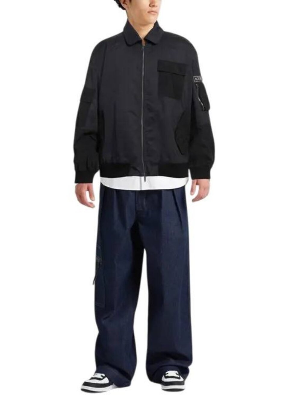 NEW ICEBERG Navy Black Bomber Jacket
